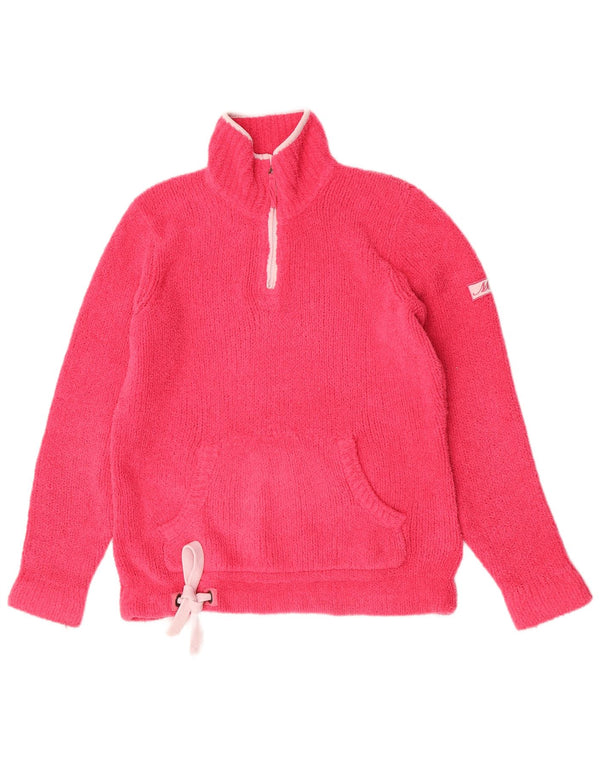 Musto Dame Oversized grafisk Zip Neck Sweatshirt Jumper UK 10 Small Pink