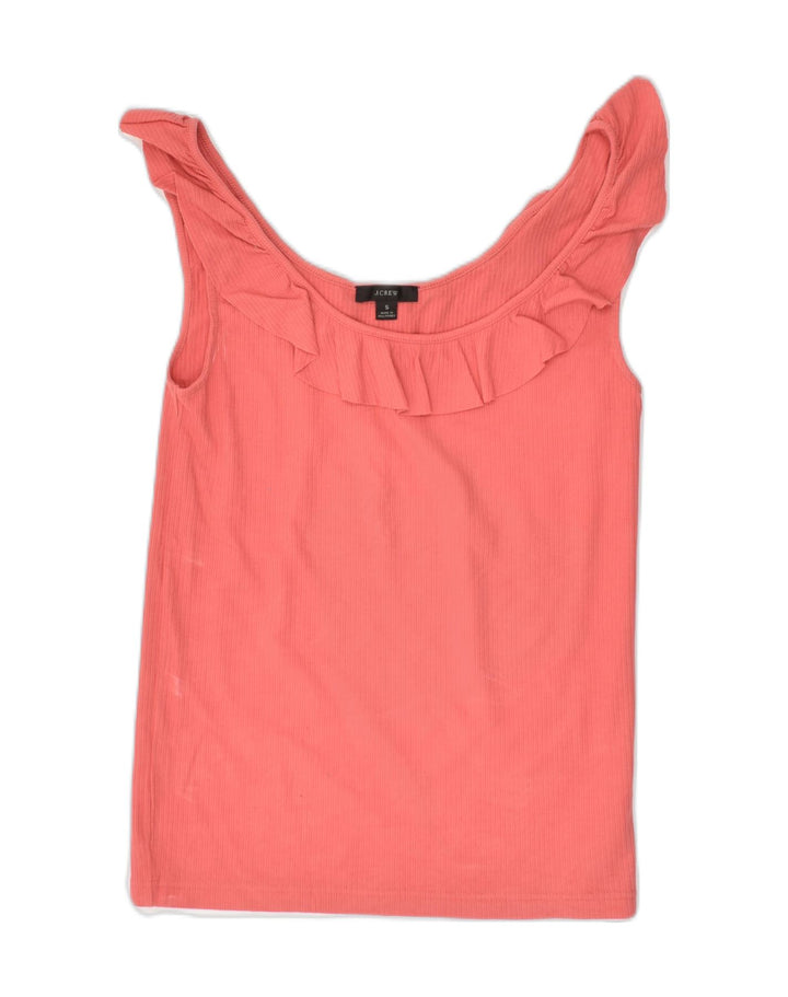 J. CREW Womens Ruffle Front Vest Top UK 10 Small Pink Cotton | Vintage J. Crew | Thrift | Second-Hand J. Crew | Used Clothing | Messina Hembry 