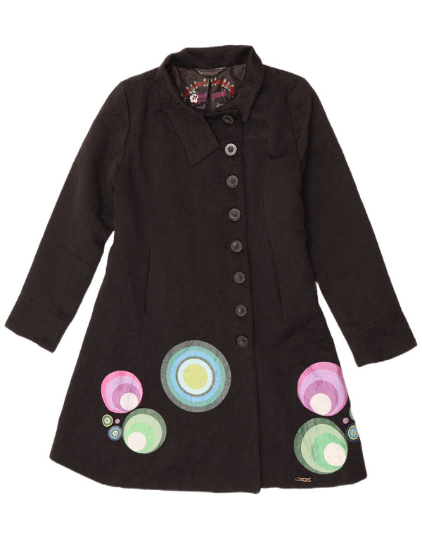 Desigual Dame Grafisk Overfrakke EU 44 XL Sort Geometrisk Polyester