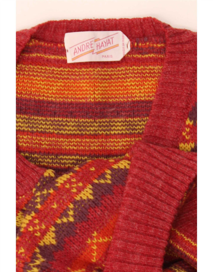 Vintage Dame Vest Tank Top UK 14 Medium Red Fair Isle
