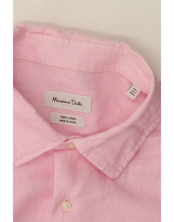 Massimo Dutti Herreskjorte Large Pink Linen