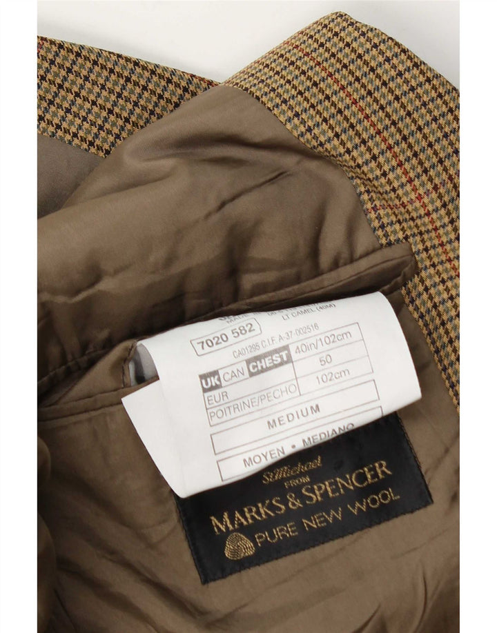 Marks & Spencer Herre 2-knaps blazerjakke UK 40 Medium Beige Houndstooth