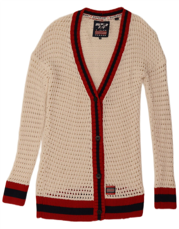 Superdry oversized cardigan sweater til kvinder UK 10 Small White Colourblock