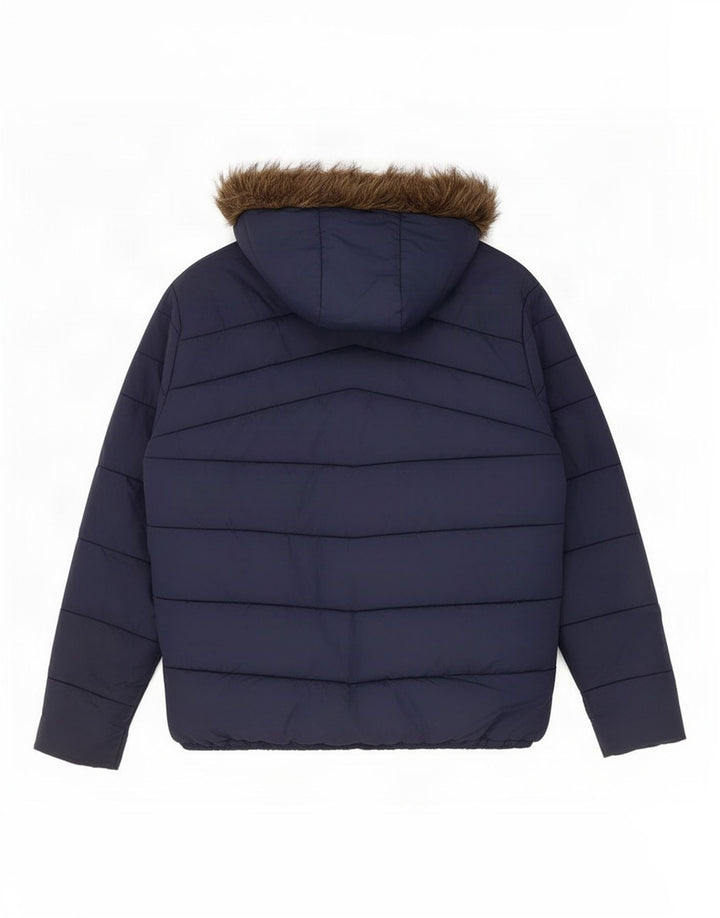 Jack & Jones Herre hættepolstret jakke UK 40 Large Navy Blue Polyester