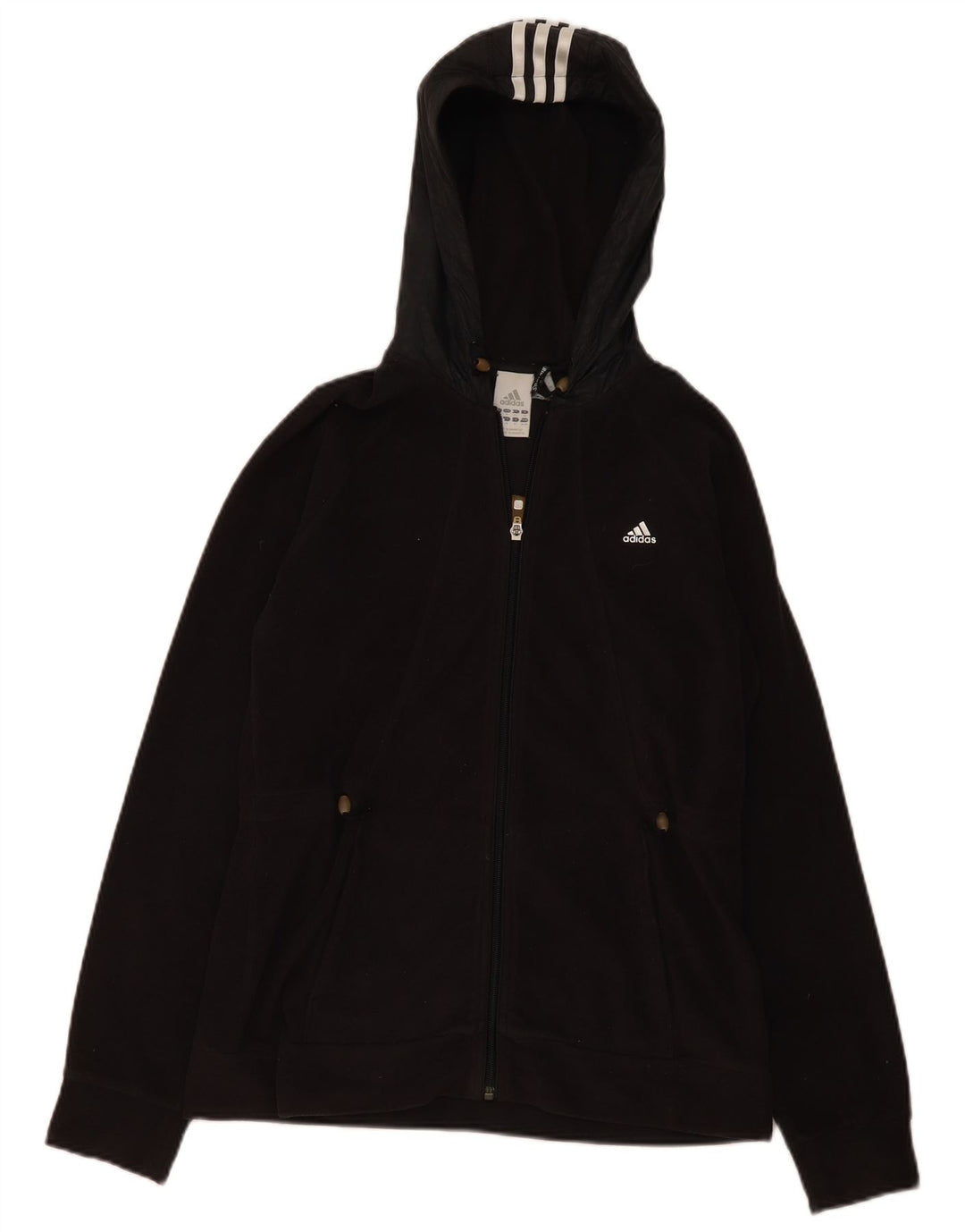 Adidas Dame Hætte Fleecejakke UK 14 Medium Sort Polyester