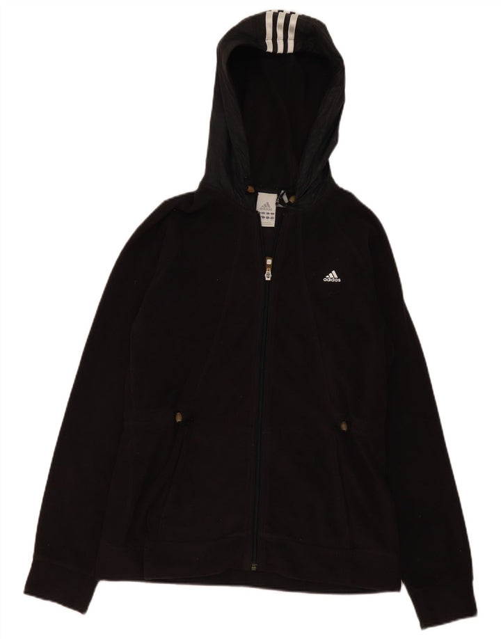 Adidas Dame Hætte Fleecejakke UK 14 Medium Sort Polyester