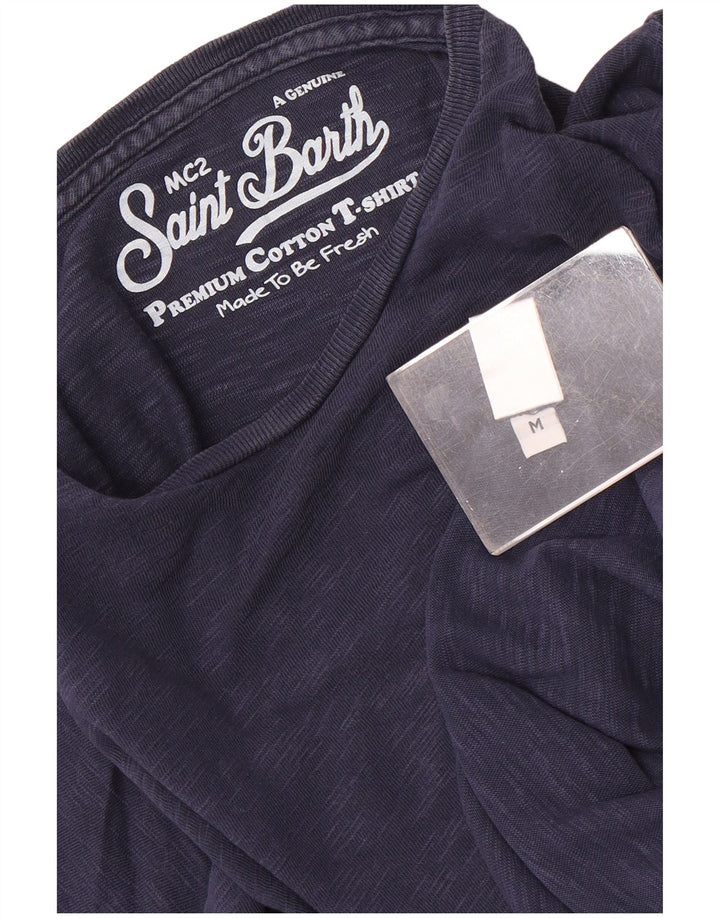 MC2 SAINT BARTH Herre T-shirt Top Medium Marineblå Flecked Bomuld