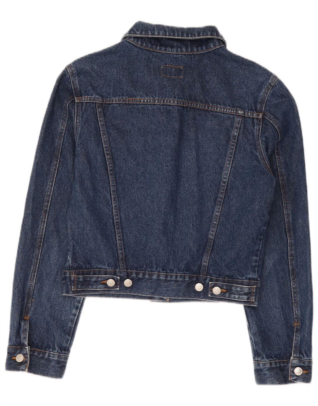 Vintage Dame Crop Denim Jacket UK 14 Medium Blue Cotton