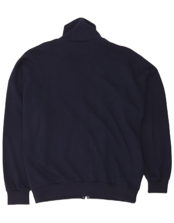 Vintage herre cardigan sweater EU 50 Medium Navy Blue Colourblock Bomuld