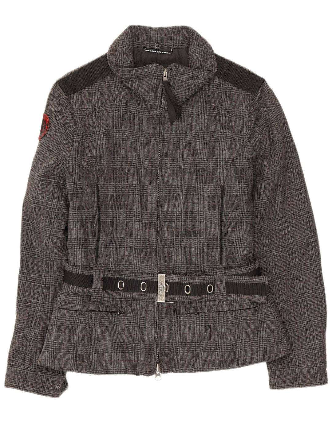 Museum Womens Bomber Jacket UK 14 Medium Grey Houndstooth Bomuld