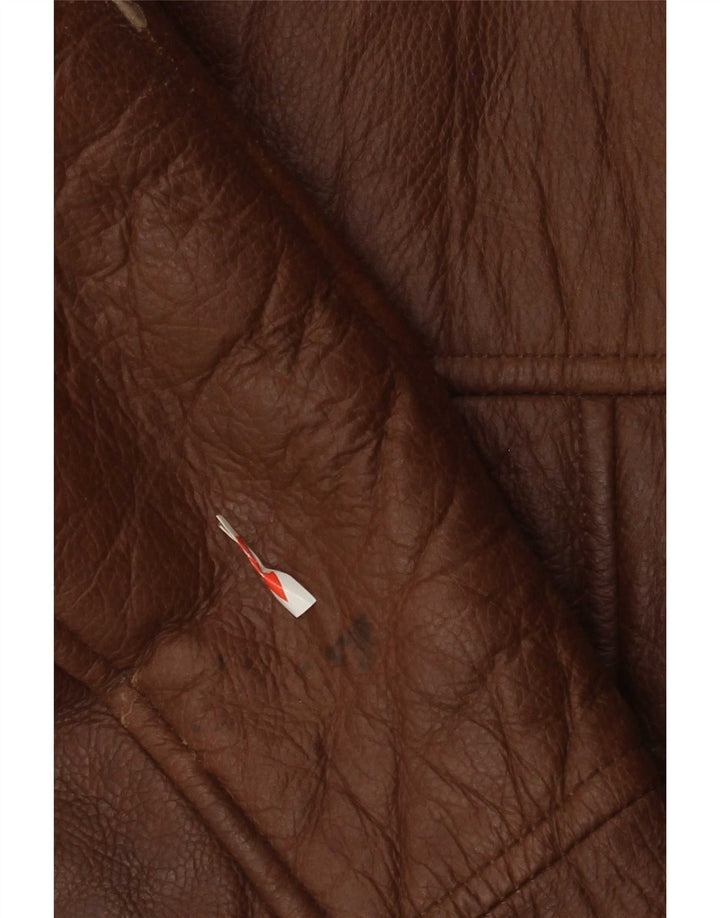 Vintage Shearling-jakke til mænd IT 52 XL brunt læder