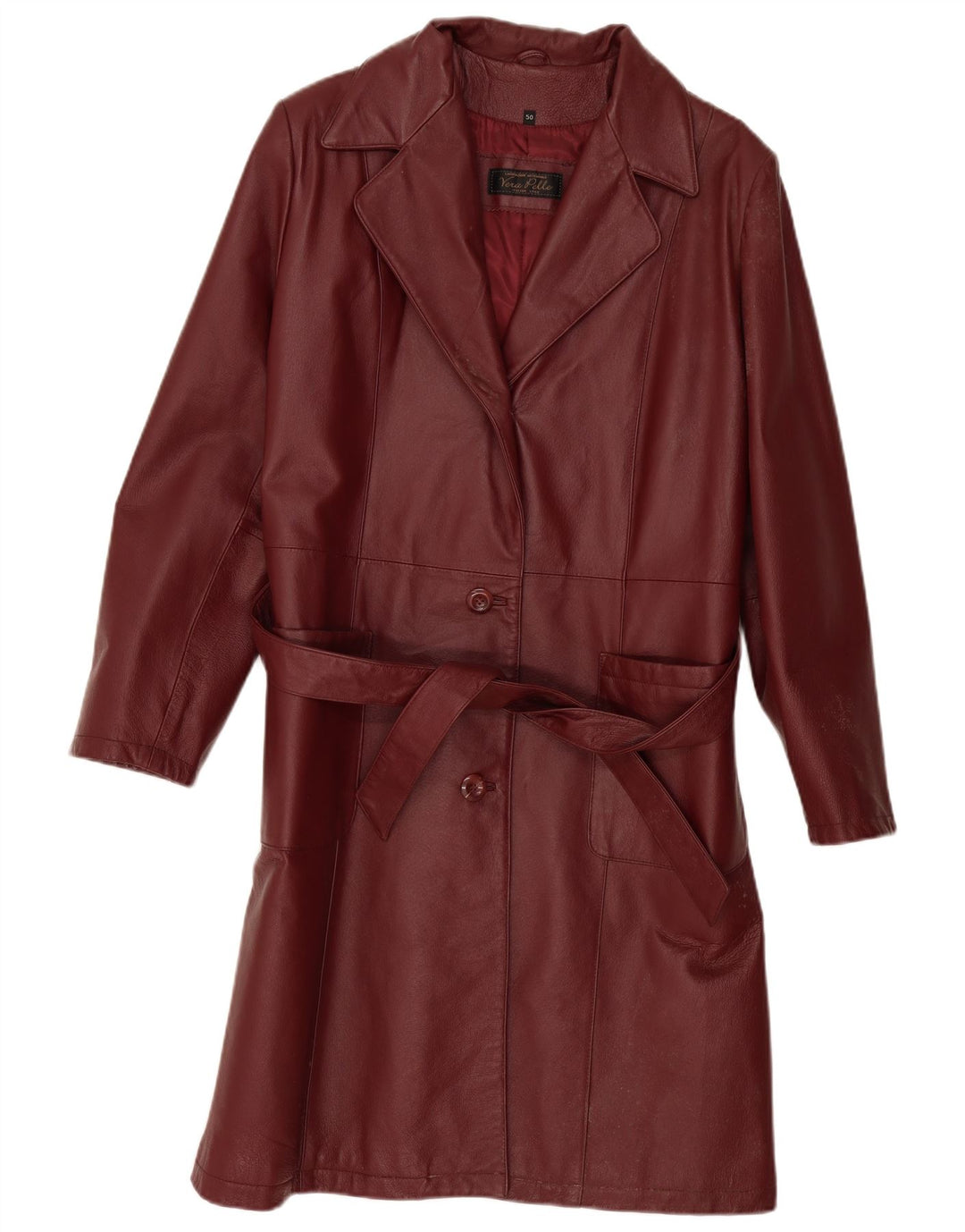 Vintage læderfrakke til kvinder IT 50 XL Burgundy læder