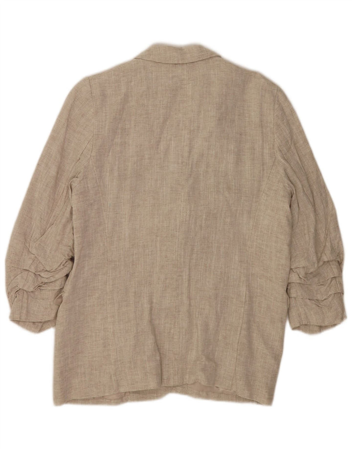 Marks & Spencer Dame 3/4 ærmet åben blazerjakke UK 14 Large Beige