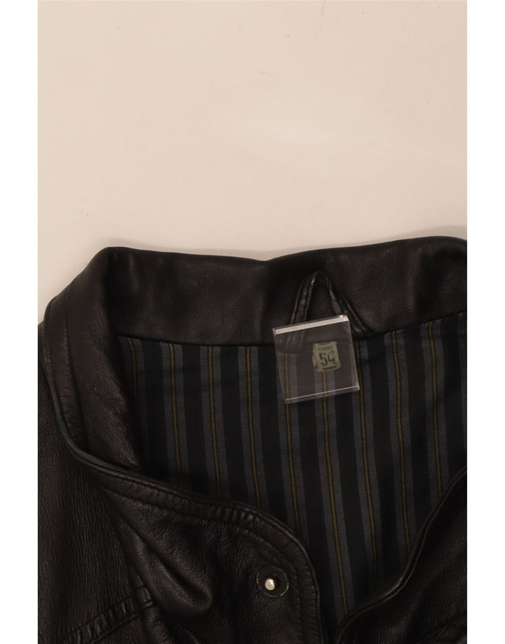 VINTAGE Mens Bomber Leather Jacket IT 54 2XL Black Leather Vintage Vintage and Second-Hand Vintage from Messina Hembry 