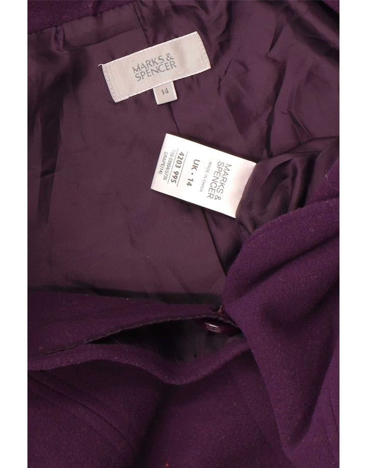 Marks & Spencer Dame Overfrakke UK 14 Stor Lilla Uld