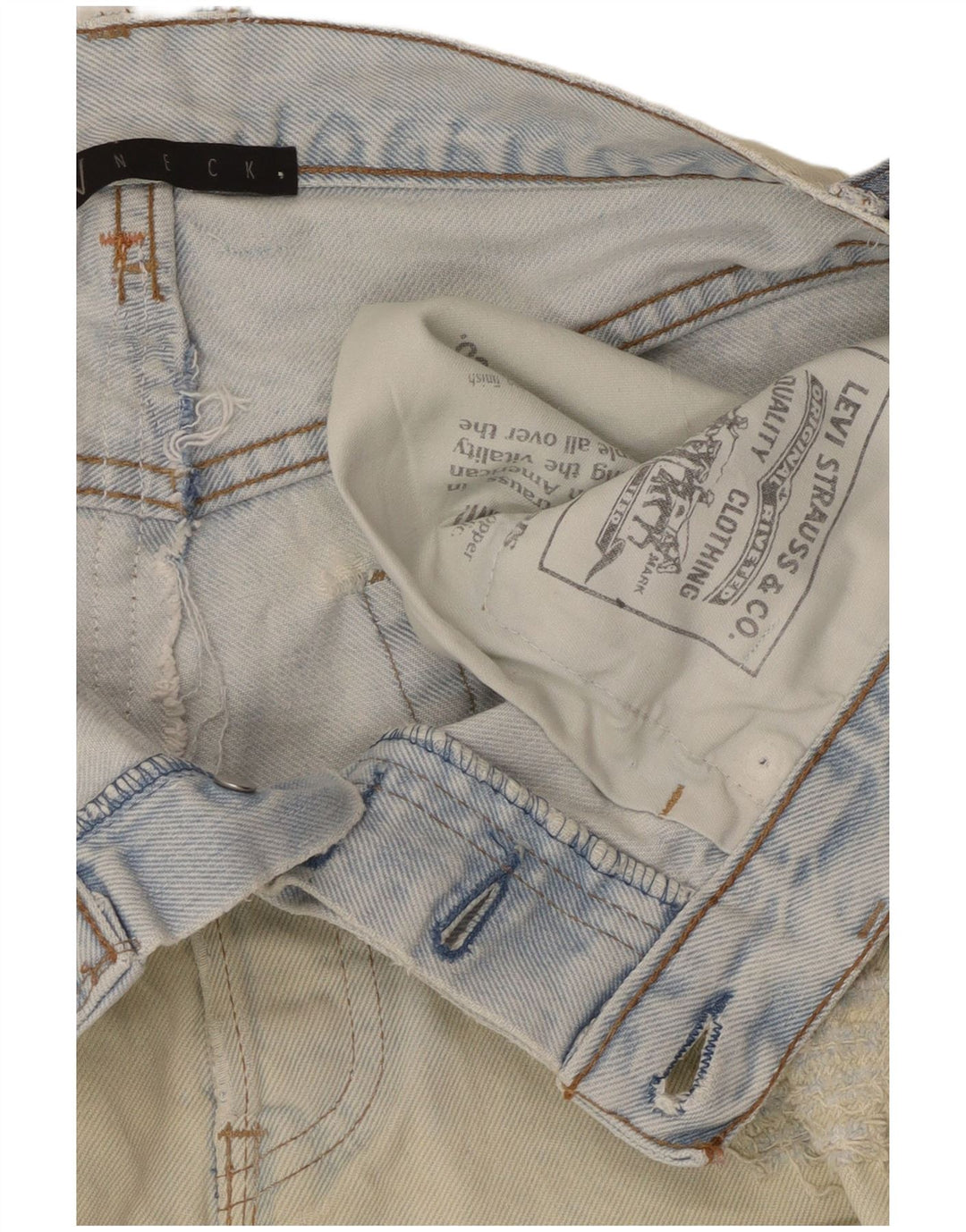 LEVI'S Dame Distressed Mini Denim Nederdel W28 Medium Blue Bomuld