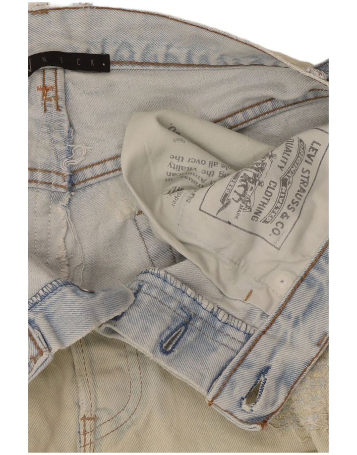 LEVI'S Dame Distressed Mini Denim Nederdel W28 Medium Blue Bomuld