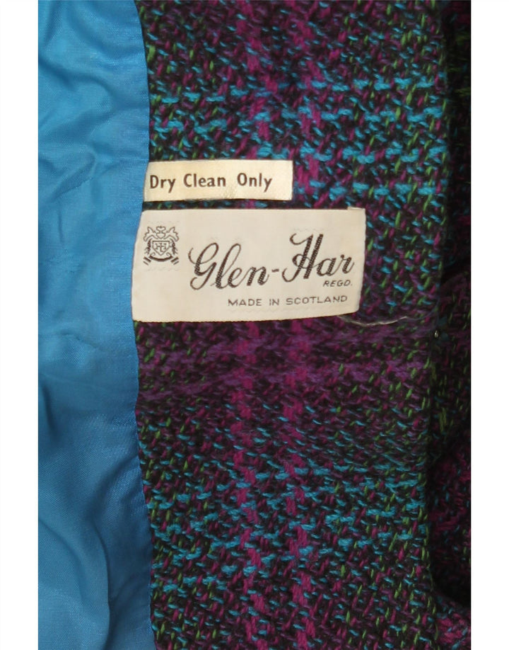 Vintage overfrakke til kvinder UK 14 Stor flerfarvet plaid