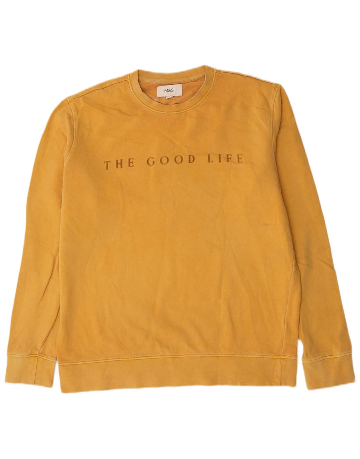 Marks & Spencer Herre Grafisk Sweatshirt Jumper Stor Gul Bomuld