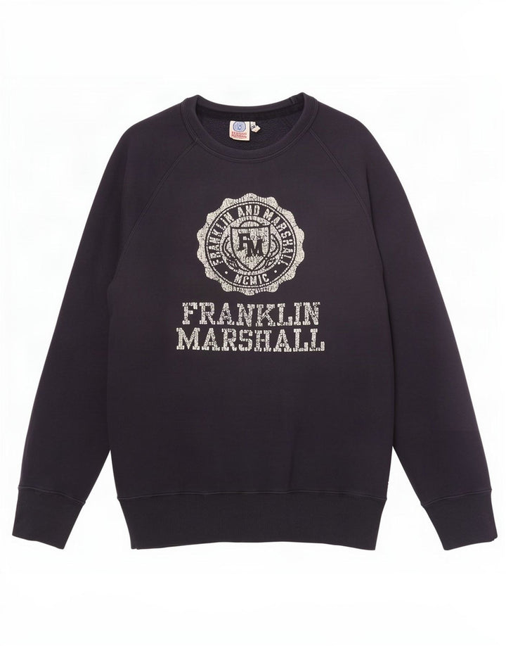 Franklin Marshall Herre Grafisk Sweatshirt Jumper Medium Navy Blue