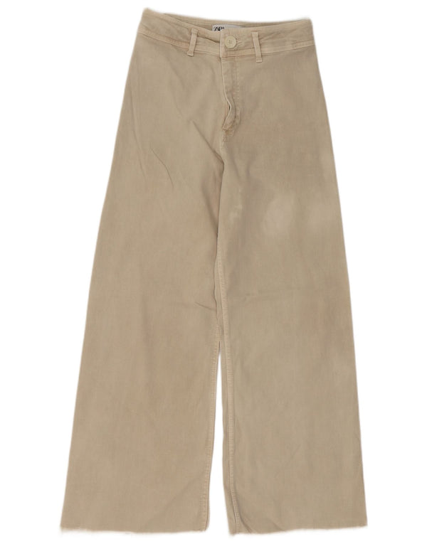 Zara Womens High Rise Wide Leg Jeans EU 38 Small W28 L26 Beige