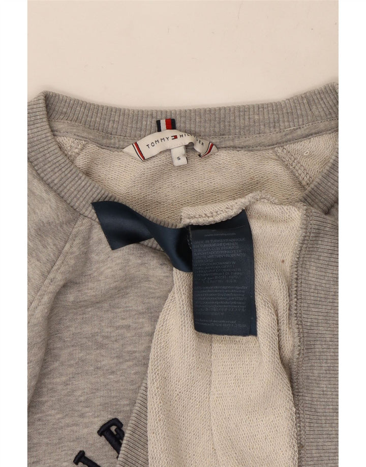 TOMMY HILFIGER Dame Oversized grafisk sweatshirt Jumper UK 10 Small Grå