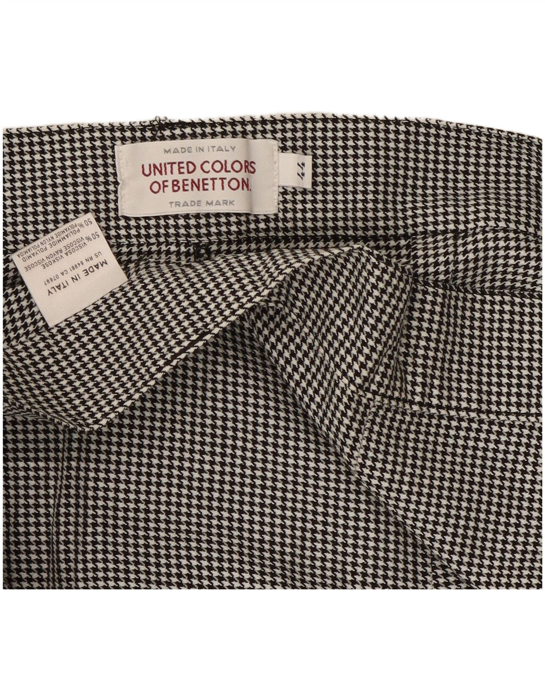 Benetton Casual Bukser til kvinder IT 44 Medium W28 L30 Sort Houndstooth