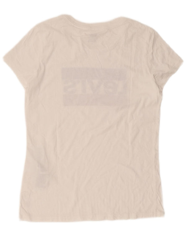 Levi's Grafisk T-shirt top til kvinder UK 12 Medium hvid bomuld