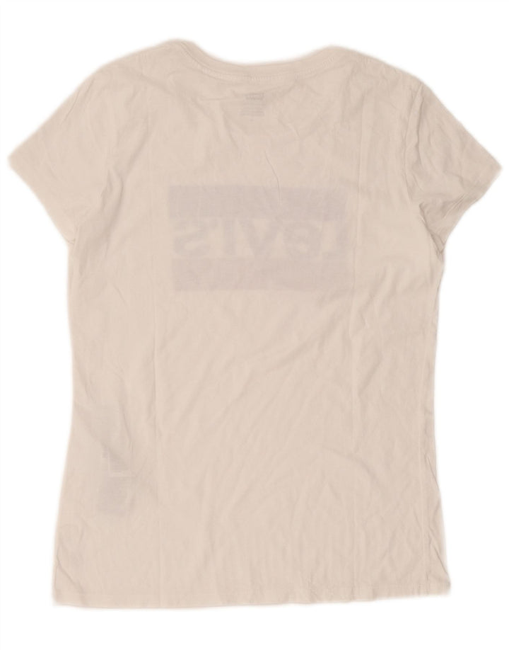 Levi's Grafisk T-shirt top til kvinder UK 12 Medium hvid bomuld