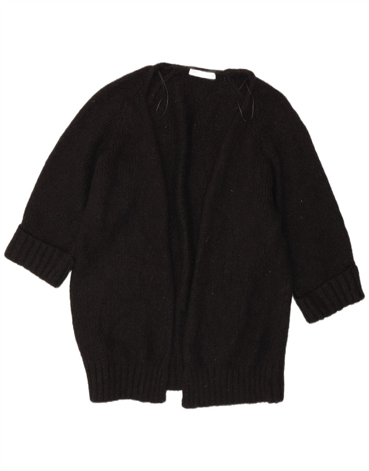 ZARA Womens Oversized Longline Open Cardigan Sweater UK 10 Small Black