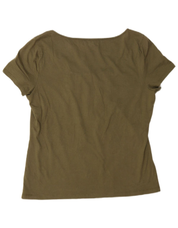 Chaps Dame T-Shirt Top UK 16 Stor Khaki Bomuld