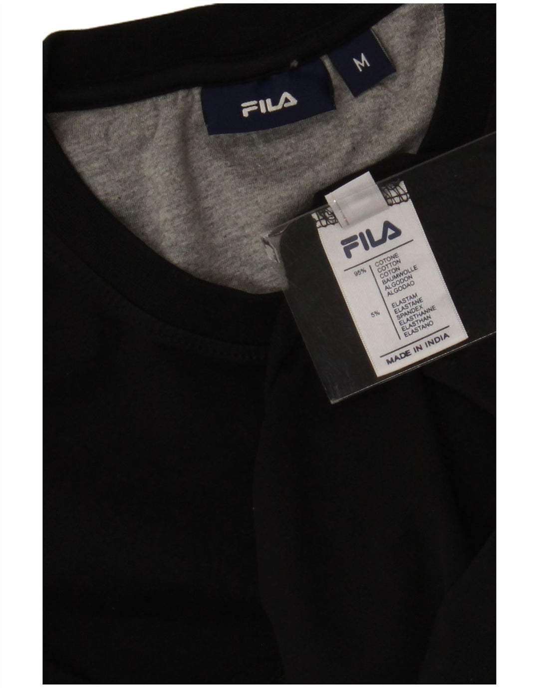 Fila Herre T-Shirt Top Medium Sort Bomuld