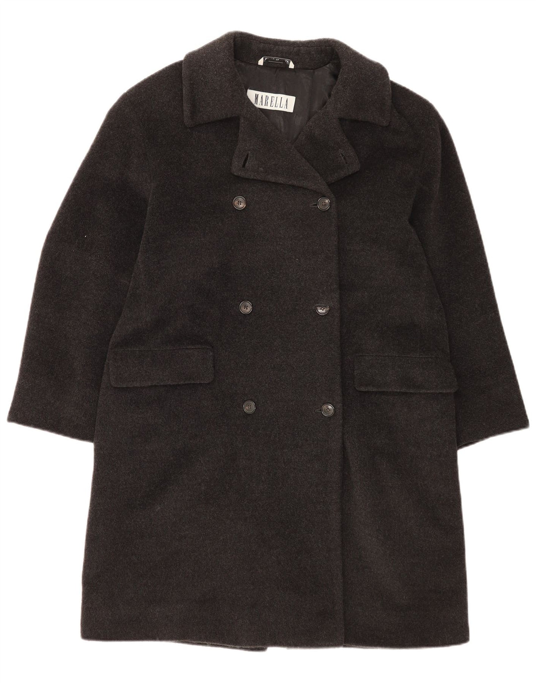 Marella Dame Dobbeltradet Frakke UK 12 Medium Grey Virgin Wool