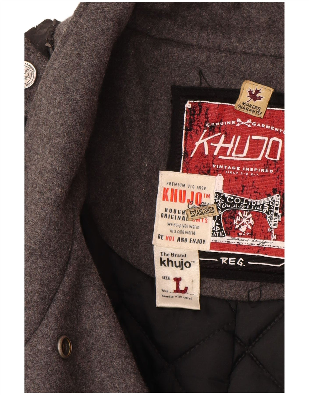 KHUJO Militær Overfrakke til kvinder UK 16 Stor Grå Uld