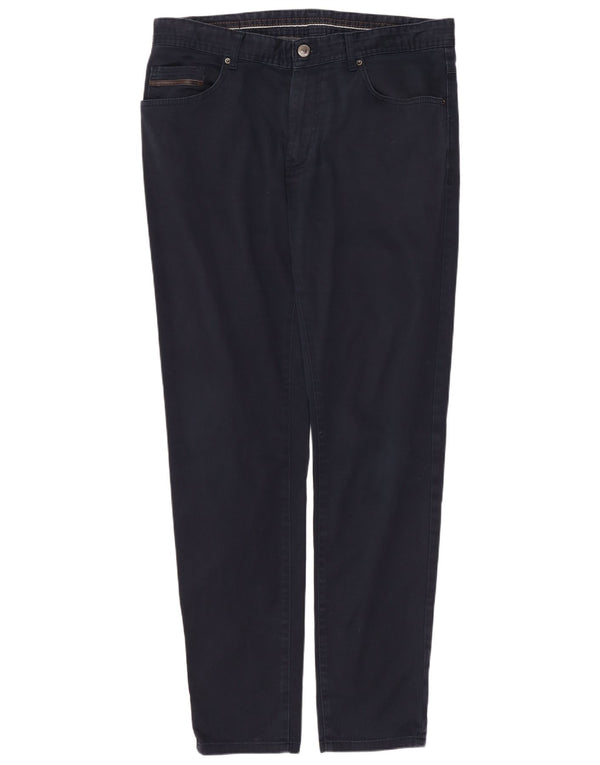 ZARA Mens Slim Casual Trousers EU 44 Large W34 L31  Navy Blue Cotton