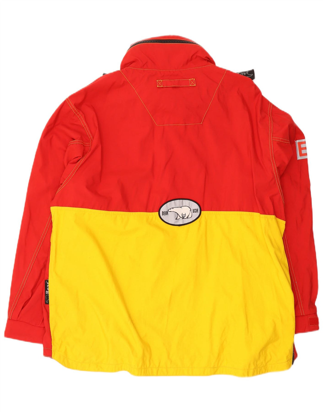 Bear Herre Grafisk Pullover Regnjakke UK 40 Stor Rød Colourblock Nylon