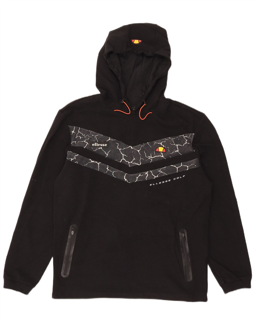 Ellesse Herre Hættetrøje Jumper Stor Sort Geometrisk Bomuld