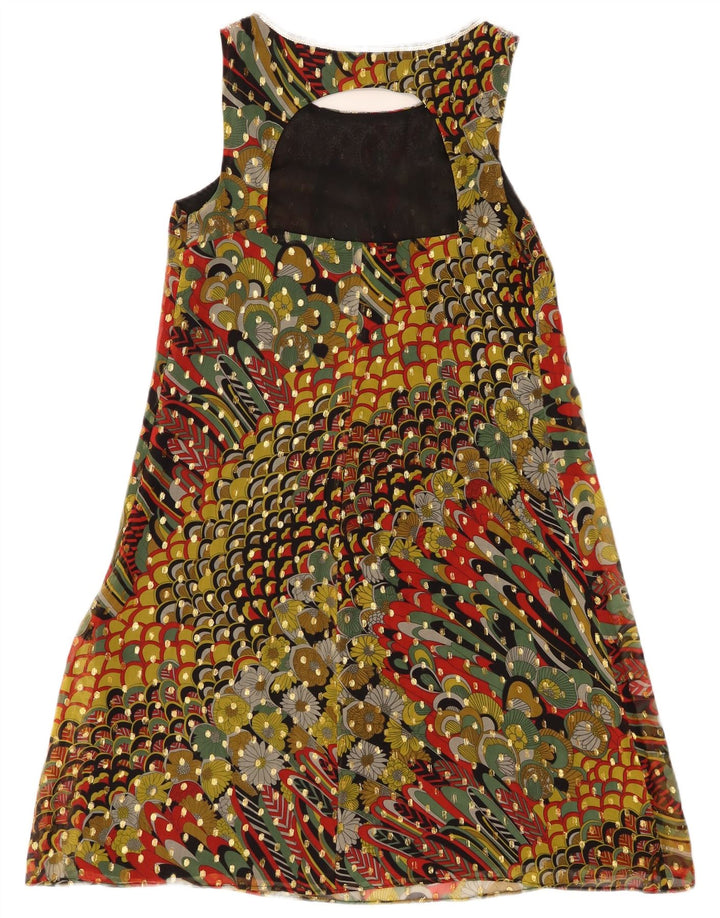 Monsoon Dame Ærmeløs A-Line Kjole UK 8 Small Multicolored Silke