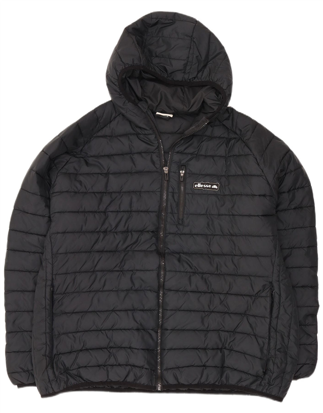 Ellesse Dame Hætte Polstret Jakke UK 24 4XL Sort Polyester