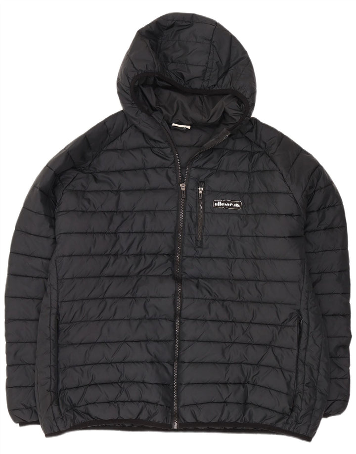 Ellesse Dame Hætte Polstret Jakke UK 24 4XL Sort Polyester