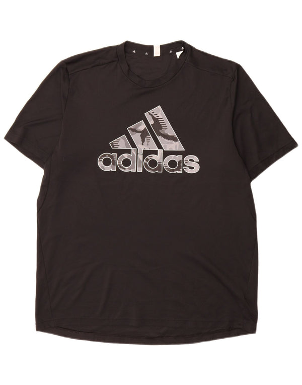 Adidas Herre Aeroready Grafisk T-Shirt Top Stor Sort Polyester