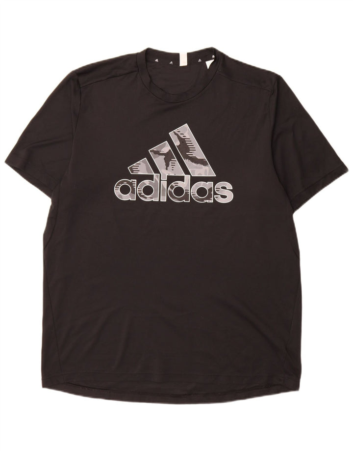 Adidas Herre Aeroready Grafisk T-Shirt Top Stor Sort Polyester