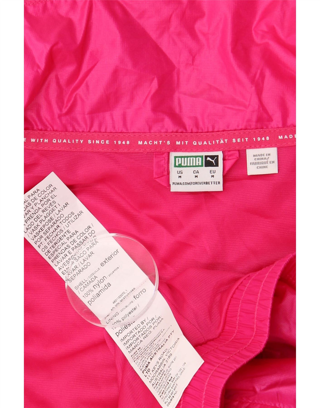 PUMA Womens Crop Oversized træningsdragt topjakke UK 14 Medium Pink Nylon