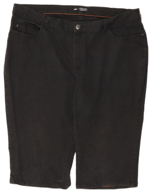Lee Kvinders Curvy Fit Højtaljede Casual Shorts US 22 3XL W44 Sort Bomuld