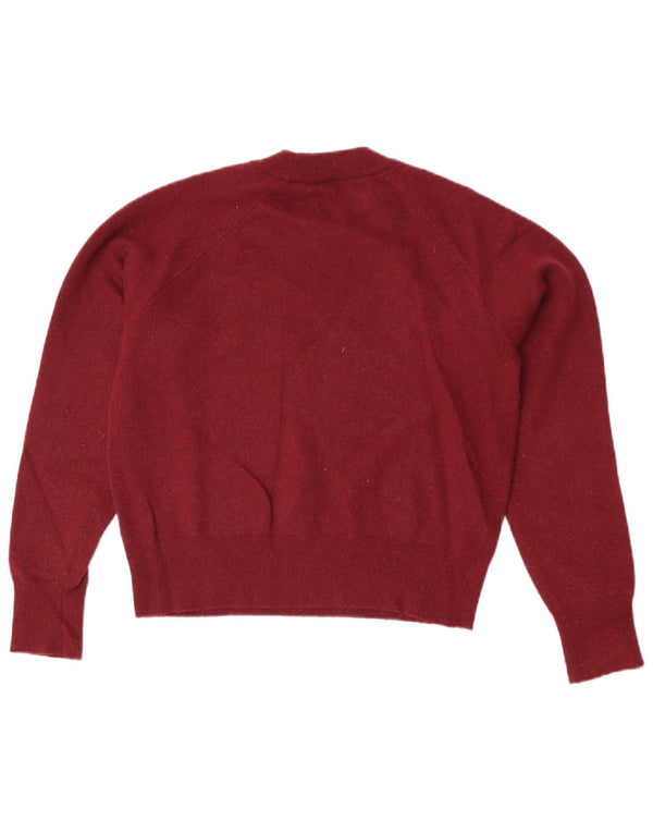Jack Wills Womens Crop Oversized Crew Neck Jumper Sweater UK 6 XS Burgundy