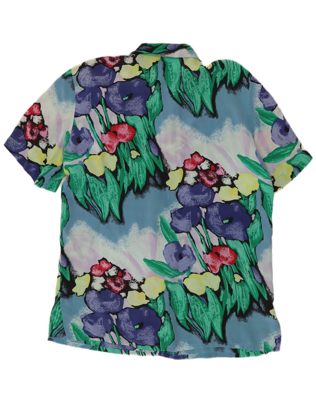 FRANCO CALLEGARI Kortærmet skjortebluse til kvinder EU 38 Medium Blue Floral