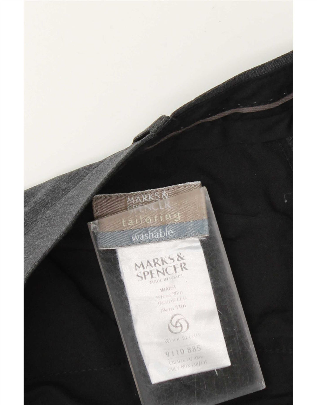 Marks & Spencer herre skræddersyet pasform jakkesætbukser W38 L31 grå polyester