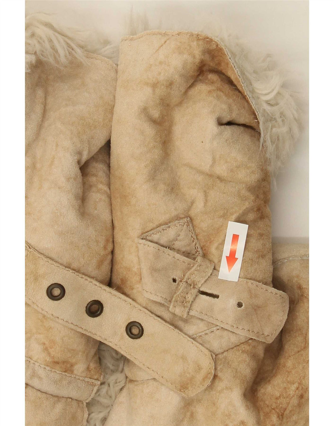 Armani Jeans Dame Crop Sherpa Jacket IT 44 Medium Beige Tie Dye Akryl