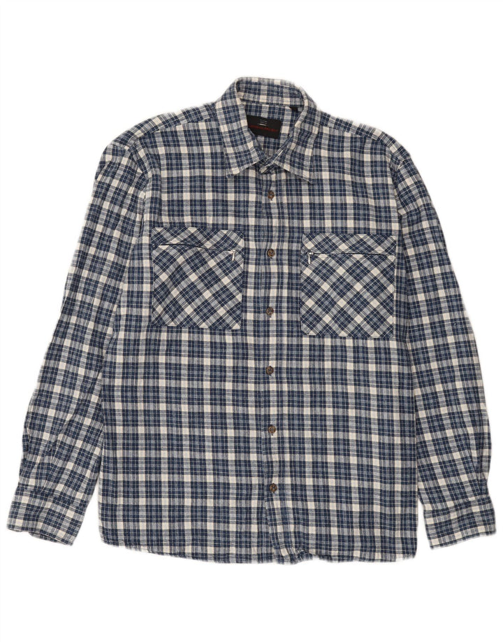 European Project Herre Overshirt Flanellskjorte Medium Blue Ternet Bomuld