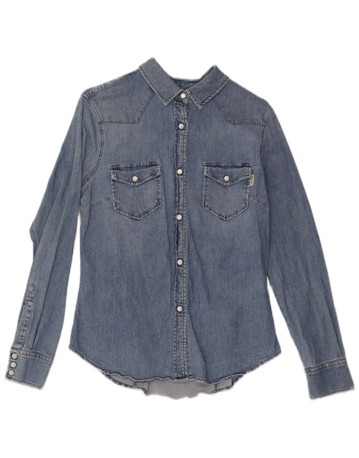 Roy Rogers Dame Denim Shirt UK 12 Medium Blue Cotton